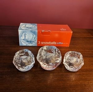 Kosta Boda Snowball Votive, set of 3, Clear